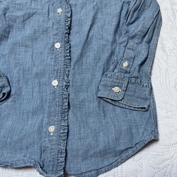 Crewcuts Chambray Ruffle Shirt Size 4/5 - Picture 6 of 6